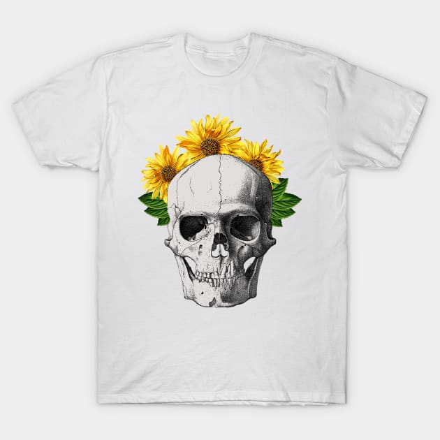 Sunflower Skull T-Shirt by Christyn Evans